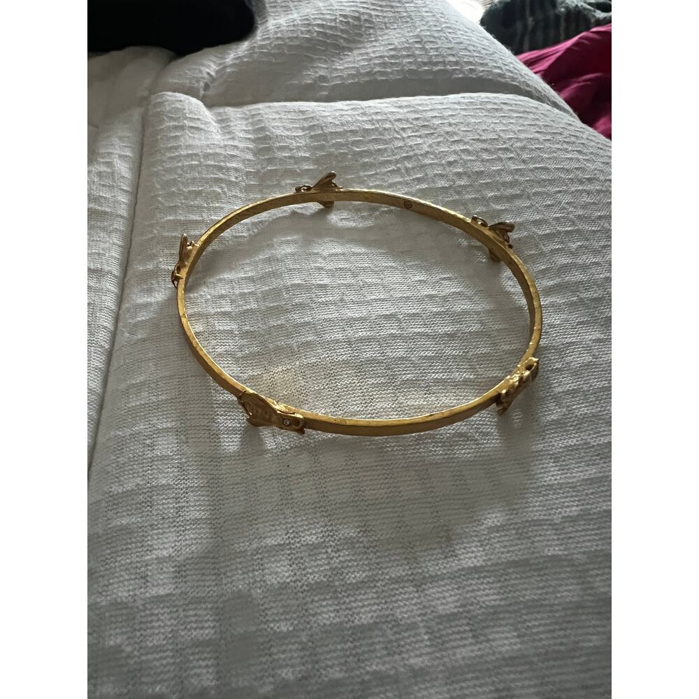 Julie Vos 24K Gold Plate Bee Stacking Bangle Bracelet medium) - Lightly Hammered
